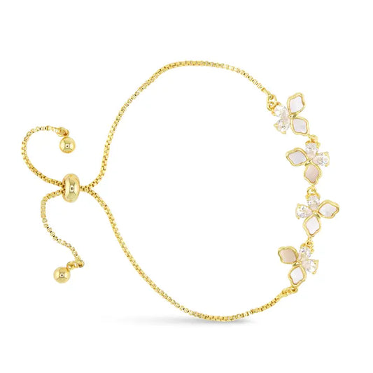 Amanda Blu Gold Mop/ Cz Butterfly Pull-Cord Bracelet