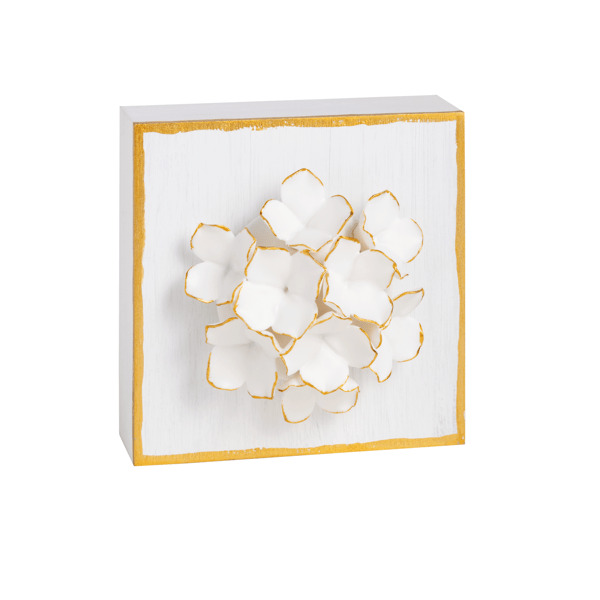 MUD PIE WHITE FLOWER PLAQUE