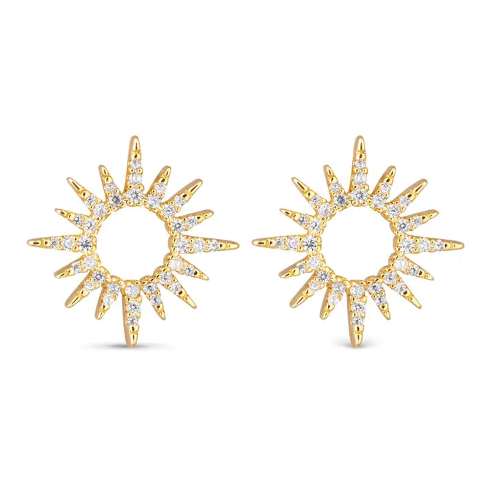 Amanda Blu Cz Sunburst Earrings - Gold