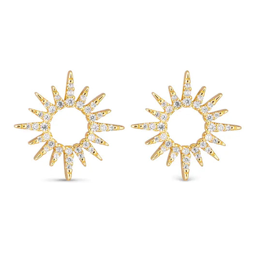 Amanda Blu Cz Sunburst Earrings - Gold