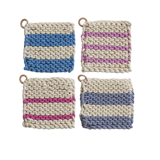 HAZEL MAZEL 8" Sq Crocheted Pot Holder