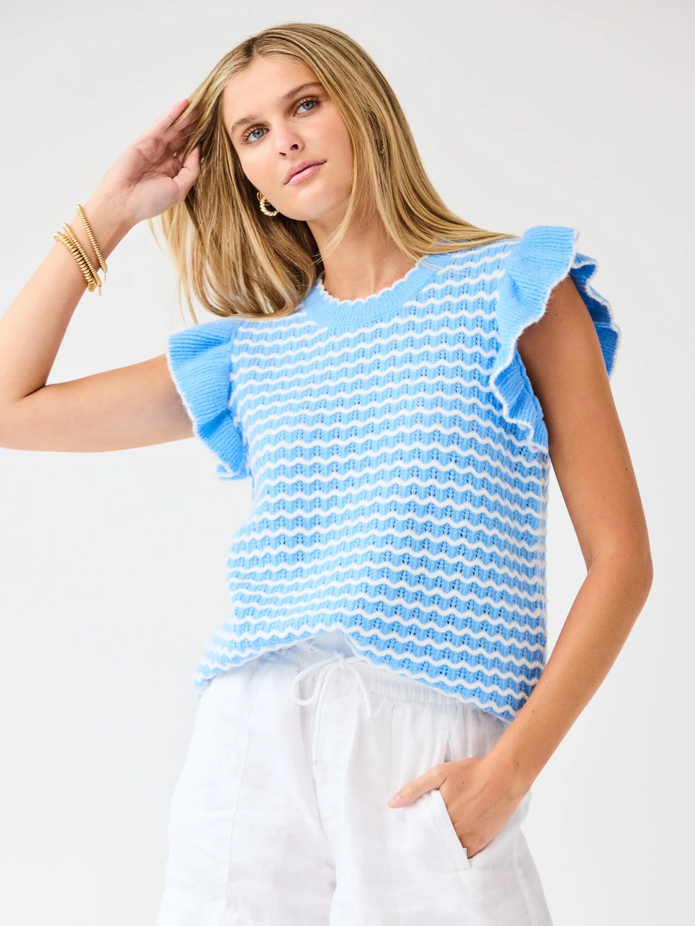 MARY SQUARE Sweater Oakley Blue White