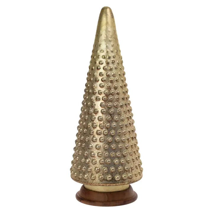 Boston International 16.5" Tall Nobby Burnished Gold Glass Tree Christmas Decor