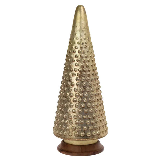 Boston International 16.5" Tall Nobby Burnished Gold Glass Tree Christmas Decor