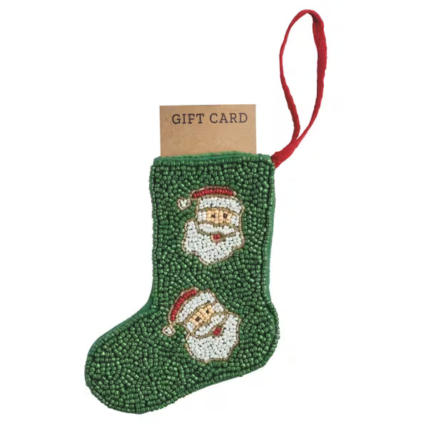 MUD PIE SANTA BEADED STOCKING ORNAMENT