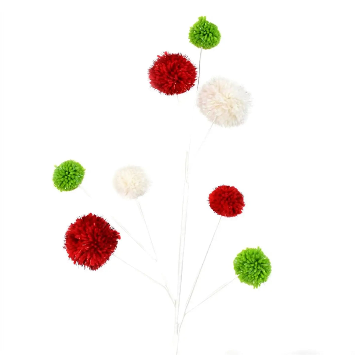 David Christopher's 29” Pom Pom Ball Spray - Red/Green/White