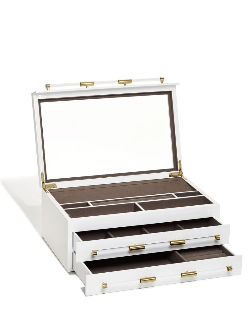 KENDRA SCOTT LARGE JEWELRY BOX BRIGHT BRASS WHITE