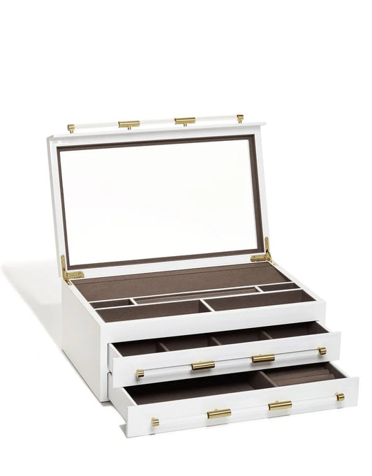KENDRA SCOTT LARGE JEWELRY BOX BRIGHT BRASS WHITE