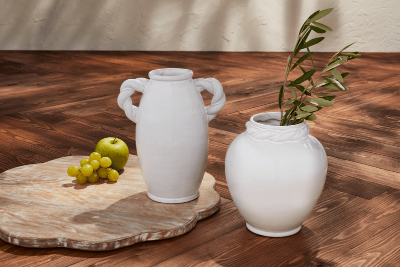 MUD PIE SMALL TWISTED HANDLE CERAMIC VASE