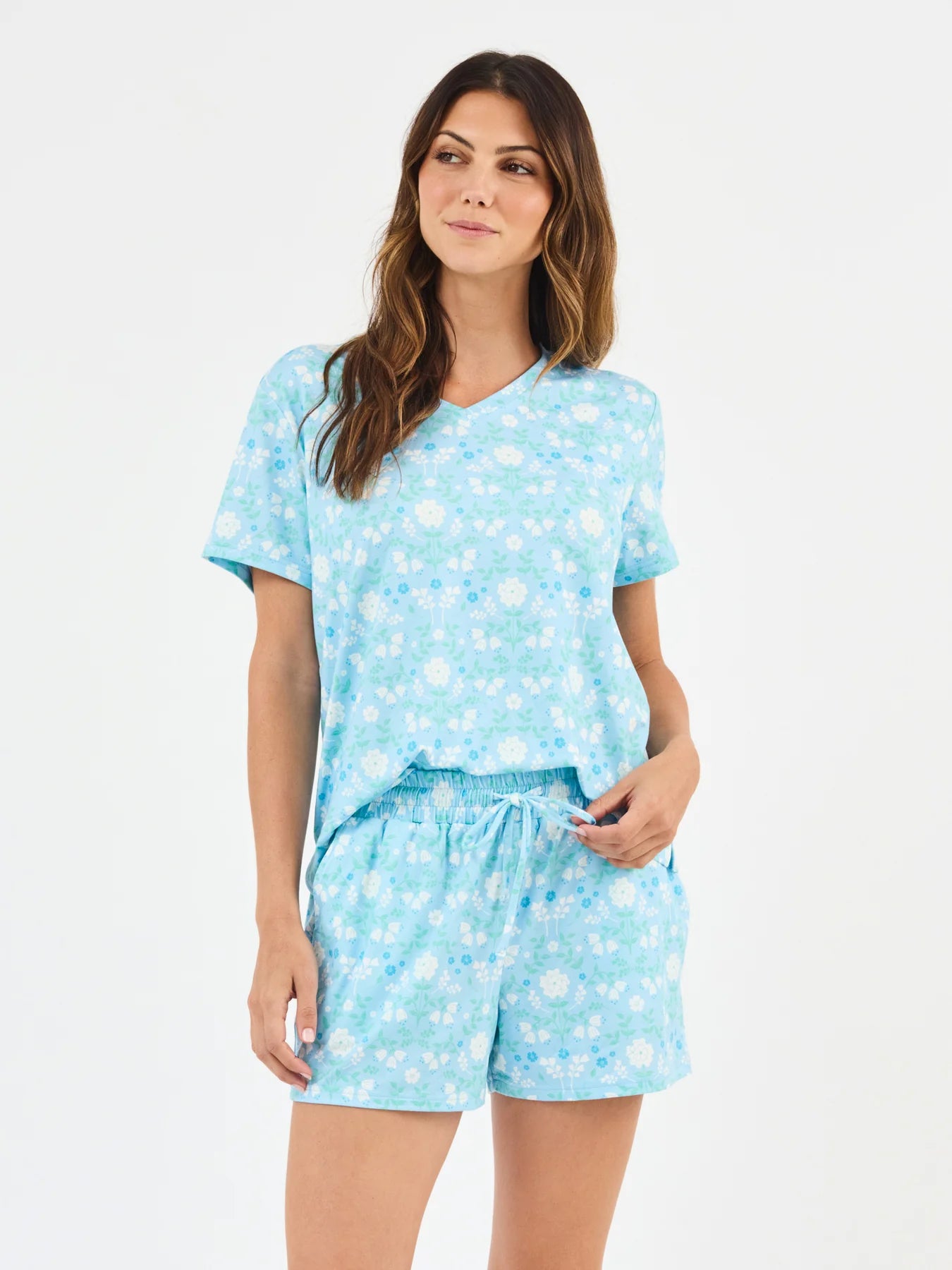 MARY SQUARE Short Set Alli Quiet Blossom- Blue