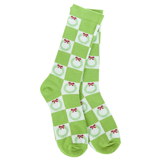 World's Softest Socks Holiday Crew-Wreath Check