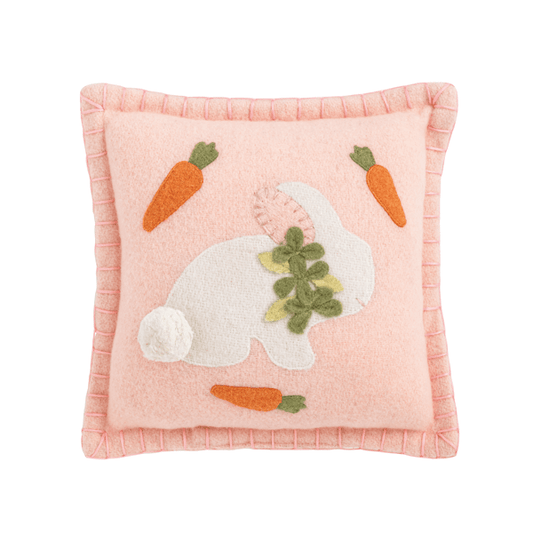 MUD PIE PINK BUNNY FELTED MINI PILLOW