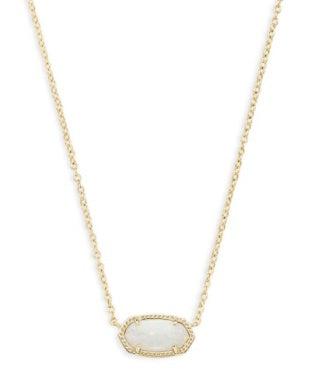 KENDRA SCOTT ELISA SHORT PENDANT NECKLACE GOLD WHITE OPAL