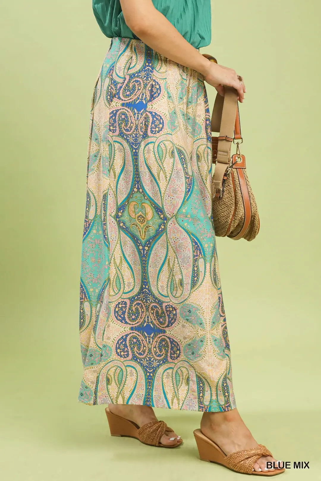 Umgee Printed Pull-On Skirt Pants