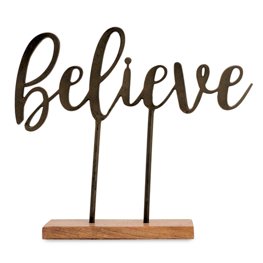 MUD PIE BELIEVE METAL TABLETOP DECOR