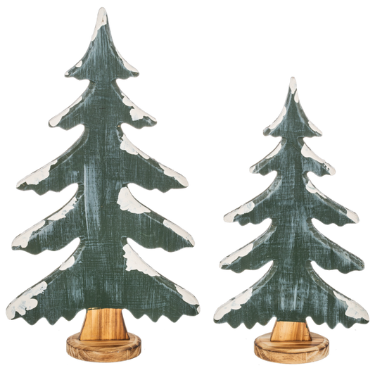 Ganz Green Tree Decor with Snow Accent