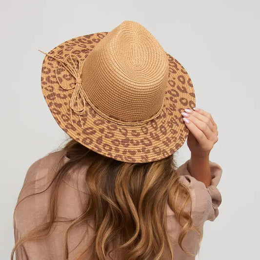 Fedora Hat Michela Leopard Print Brim Panama