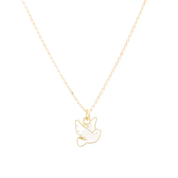 Rebecca Accessories Dove Bird Peace Enamel Charm Necklace Children's Religion