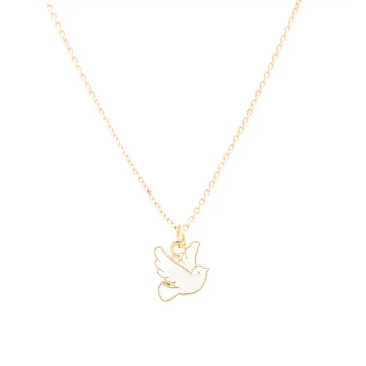 Rebecca Accessories Dove Bird Peace Enamel Charm Necklace Children's Religion