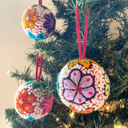 Ornaments 4 Orphans Embroidered Ball Ornament with French Knots