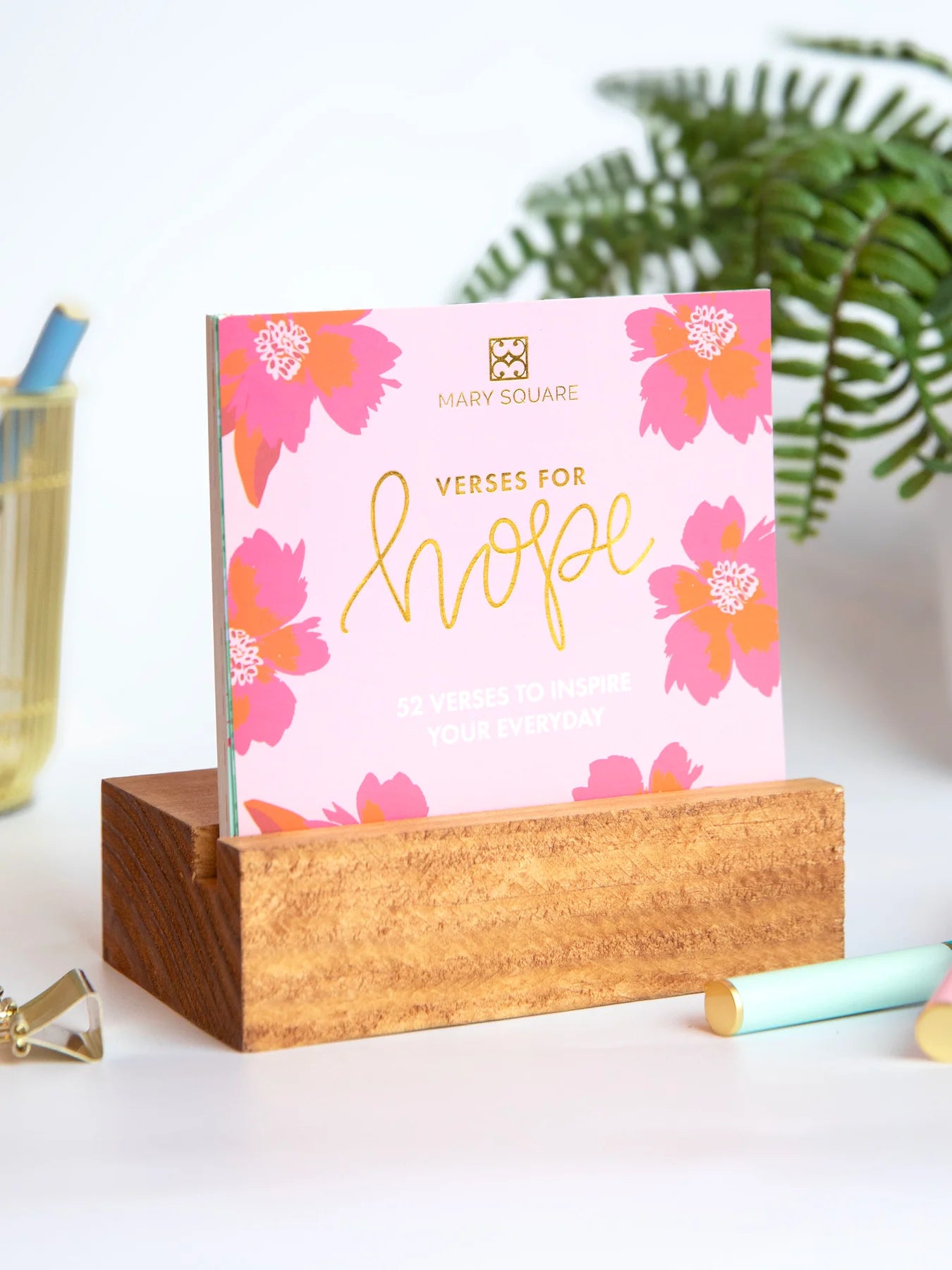 Mary Square Scripture Block | Verses for Hope - Pink