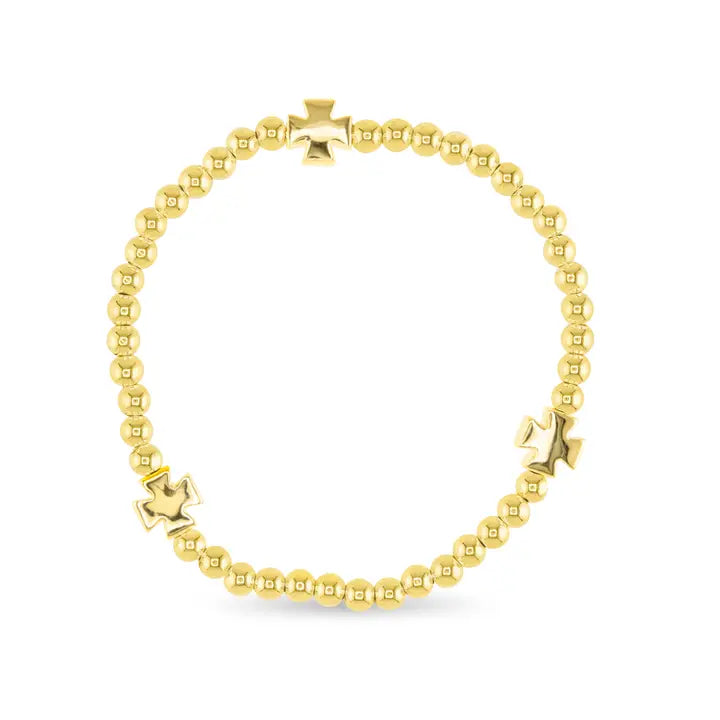 Amanda Blu Stackable Beaded Bracelets with Gold Crosses