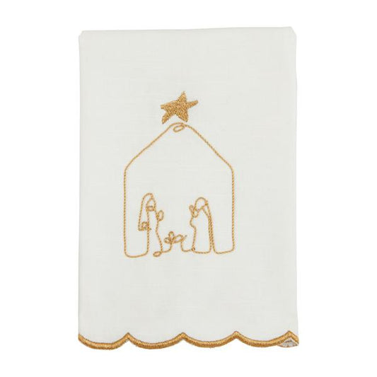 MUD PIE NATIVITY GOLD SCALLOP TOWEL