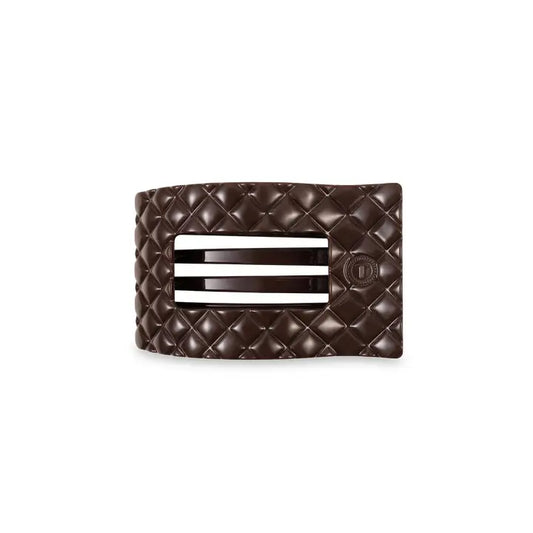 Teleties Flat Rectangle Hair Clip | Small | Truly Taupe Quilted