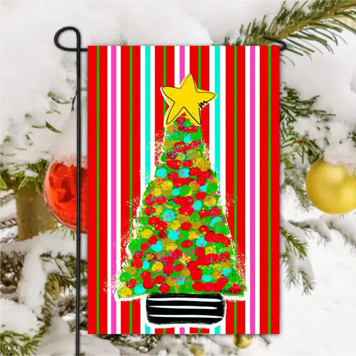 Baxter & Me Dots & Stripes Tree of Cheer Garden Flag