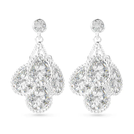 Amanda Blu Silver Teardrop Cluster Earrings - Silver
