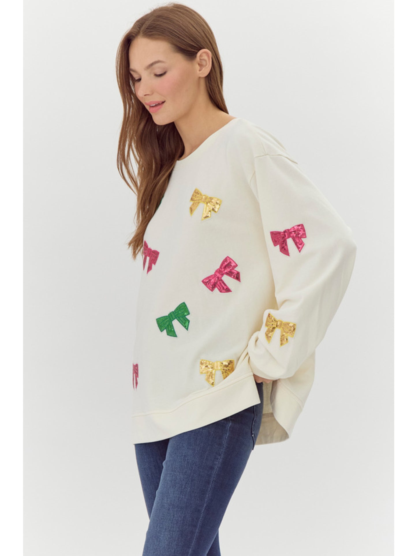 Jodifl Ribbon sequins patch sweatshirts top