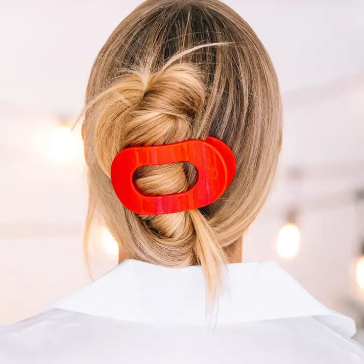 Teleties Round Flat Hair Clip | Medium | Rudolph Red