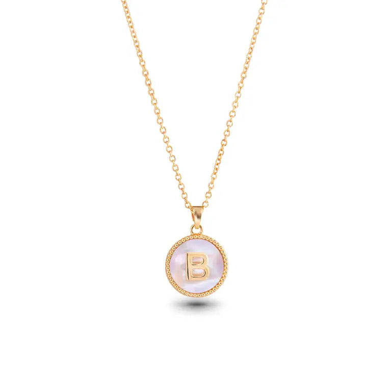 AMANDA BLU GOLD MOTHER OF PEARL INITIAL NECKLACE