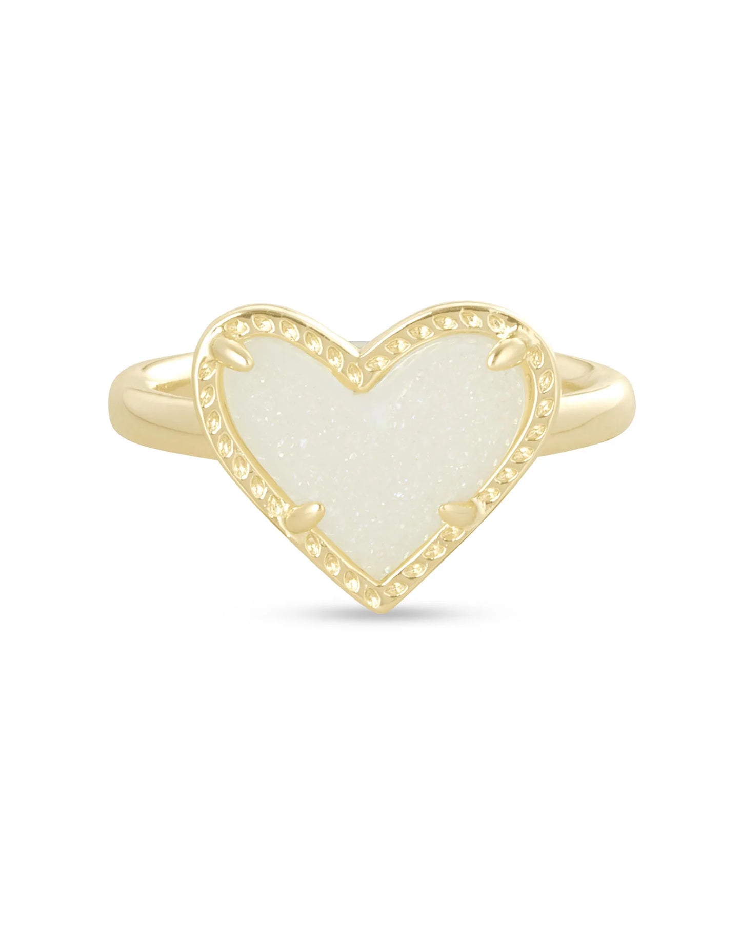 Kendra Scott Ari Heart Gold Band Ring in Iridescent Drusy