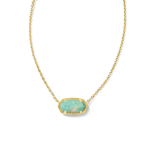 Kendra Scott Elisa Short Pendant in Gold & Sea Green Chrysocolla