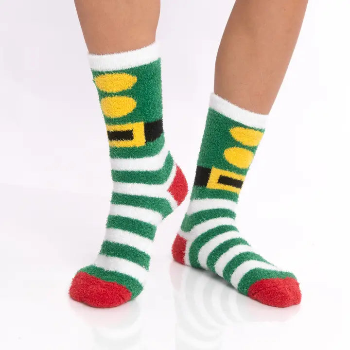 Amanda Blu Christmas Winter Fuzzy Socks | Holiday Soft & Cozy Socks-Elf Shoe
