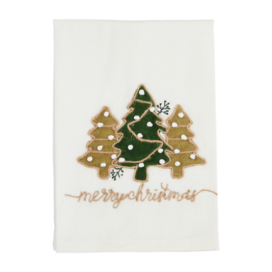 MUD PIE TREE VELVET APPLIQUE TOWEL