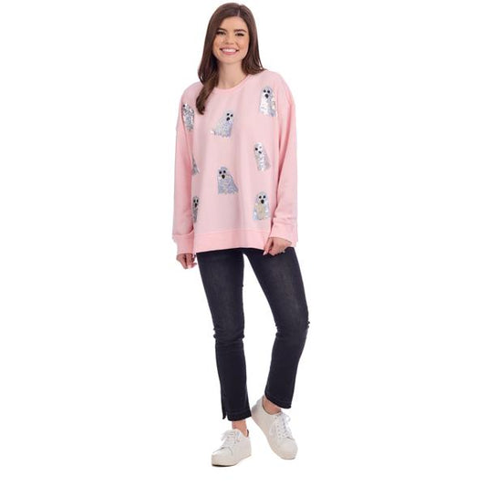 MUD PIE GHOST SPARKLE SWEATSHIRT