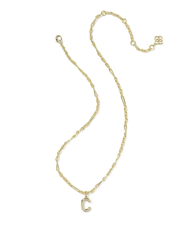 KENDRA SCOTT BUBBLE LETTER C SHORT PENDANT NECKLACE GOLD