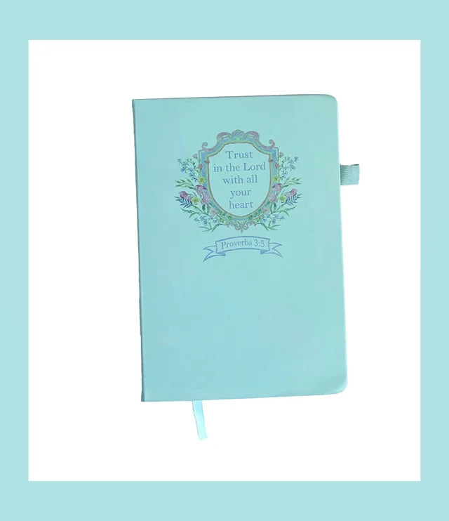 Standing on the WORD Mint Journal Floral Crest with Verse: Proverbs 3:5 Trust in the Lord