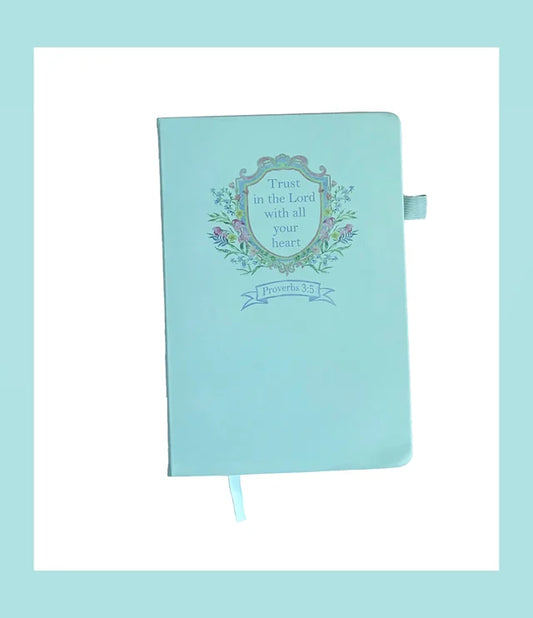 Standing on the WORD Mint Journal Floral Crest with Verse: Proverbs 3:5 Trust in the Lord
