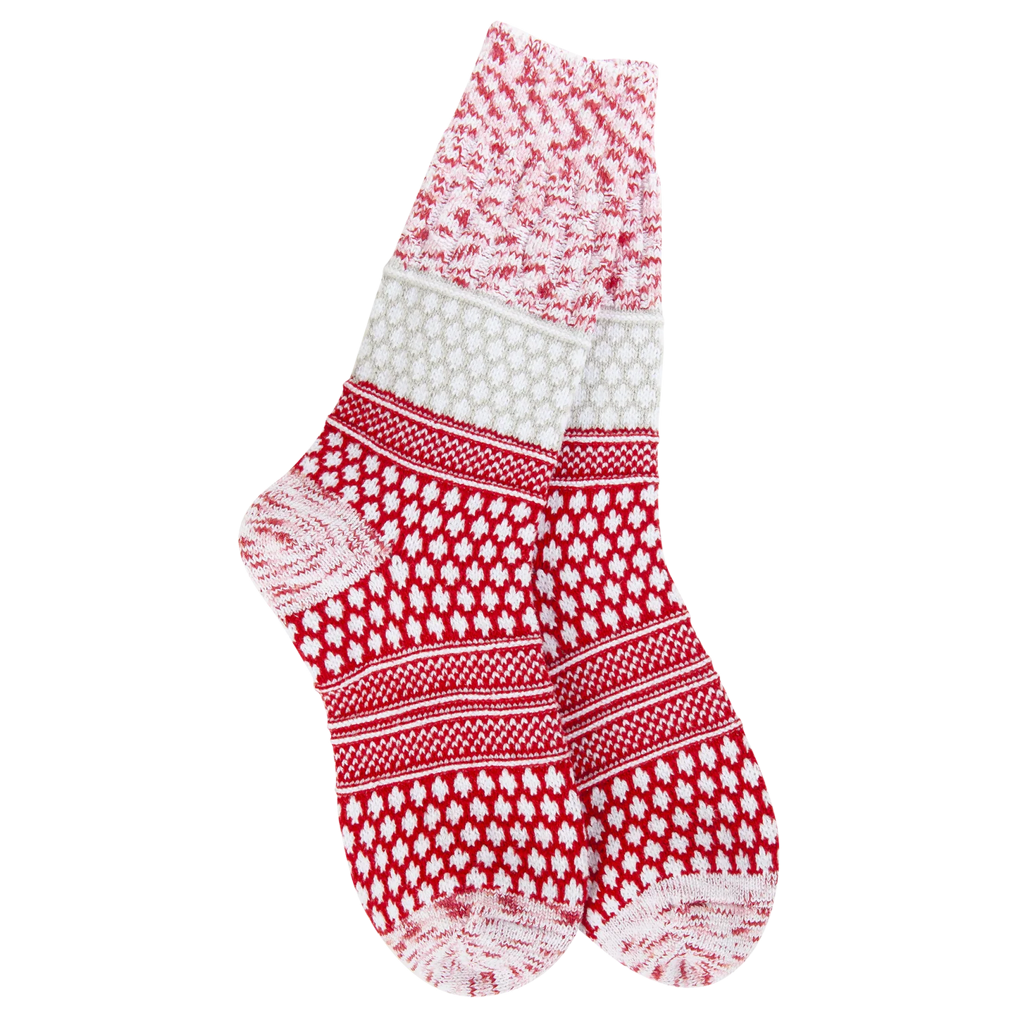 World's Softest Socks Holiday Gallery Textured Crew-Peppermint Multi