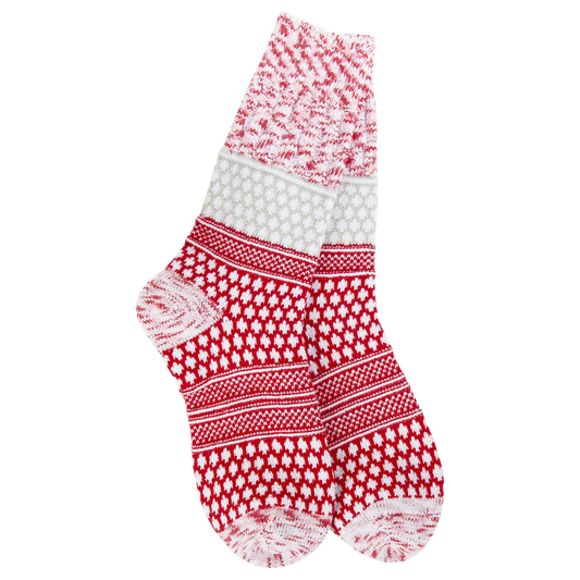 World's Softest Socks Holiday Gallery Textured Crew-Peppermint Multi