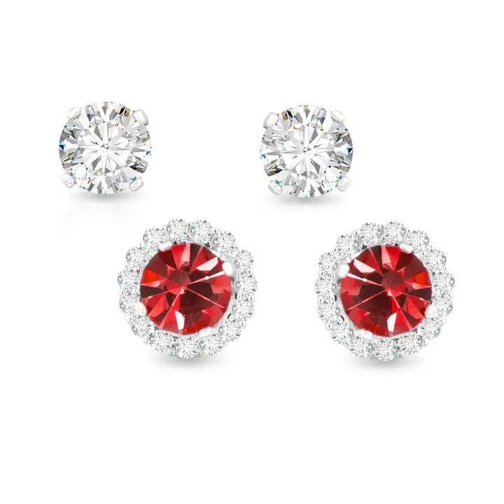 Amanda Blu Birthstone Earrings with Cz Halo Jacket & Clear Cz