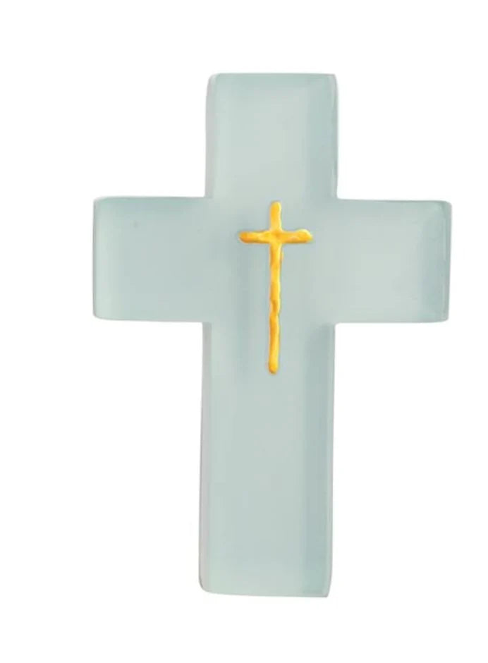 Mud Pie Blue Painted Resin Cross