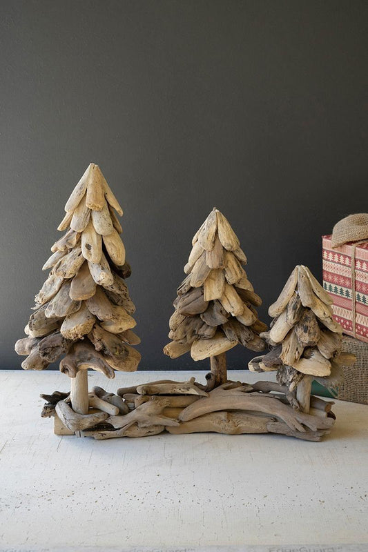 Kalalou Three Driftwood Christmas Trees on a Base