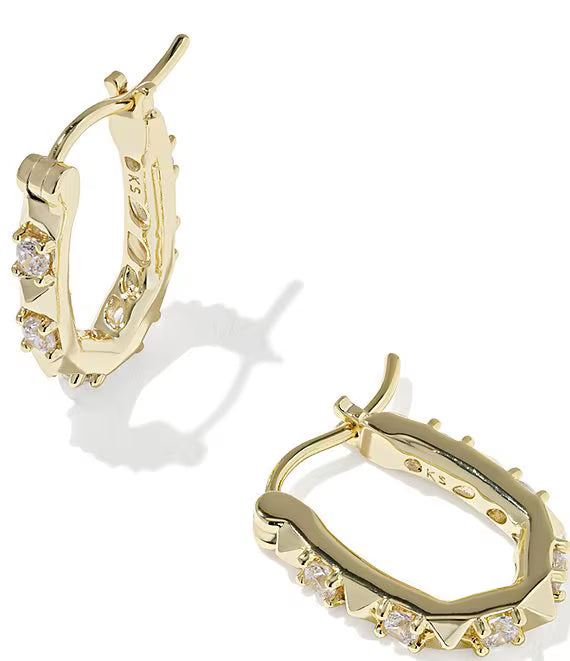 KENDRA SCOTT FATE HUGGIE EARRINGS GOLD WHITE CZ