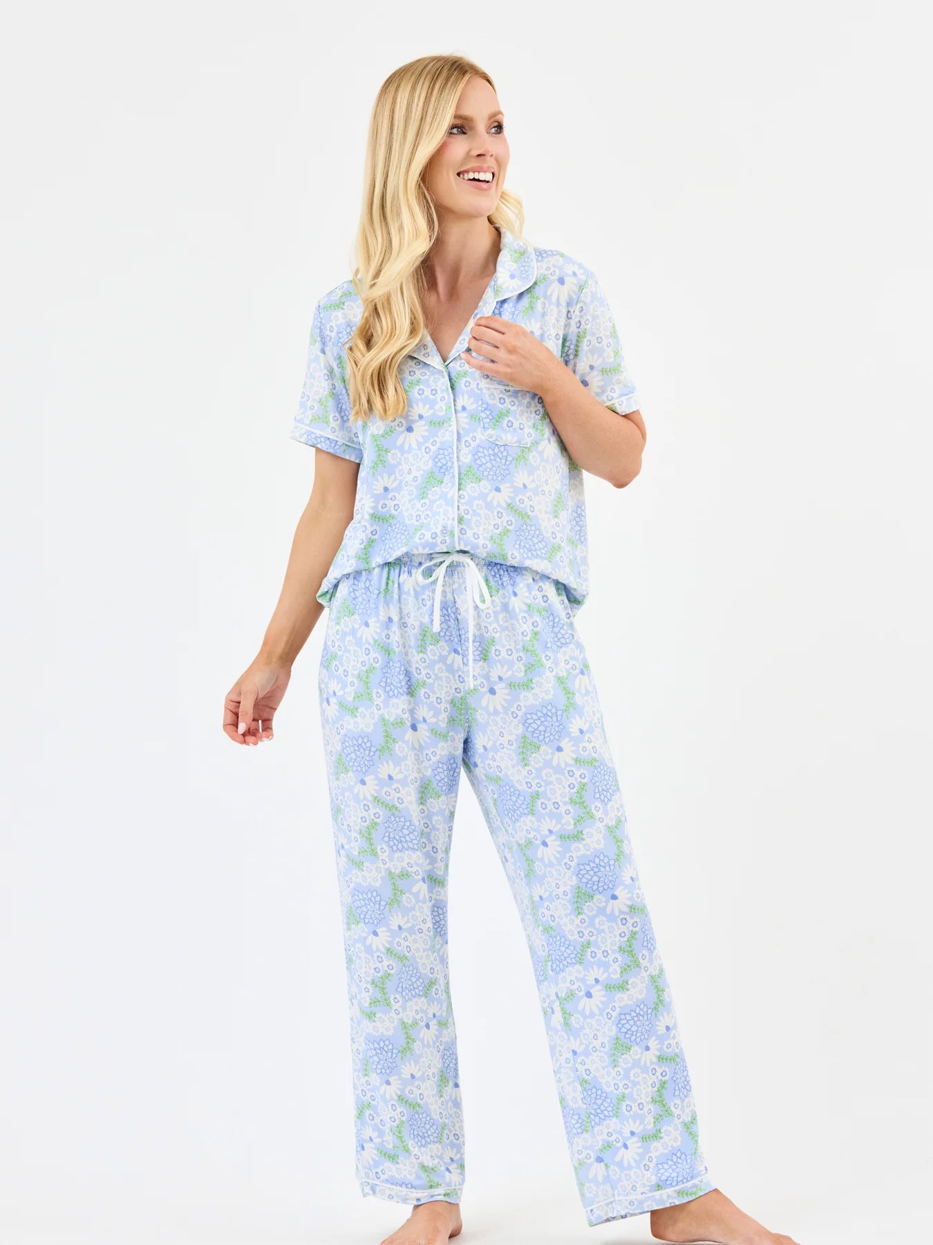 Mary Square Women's Charlotte Pants Set | Daisy Chain Blue