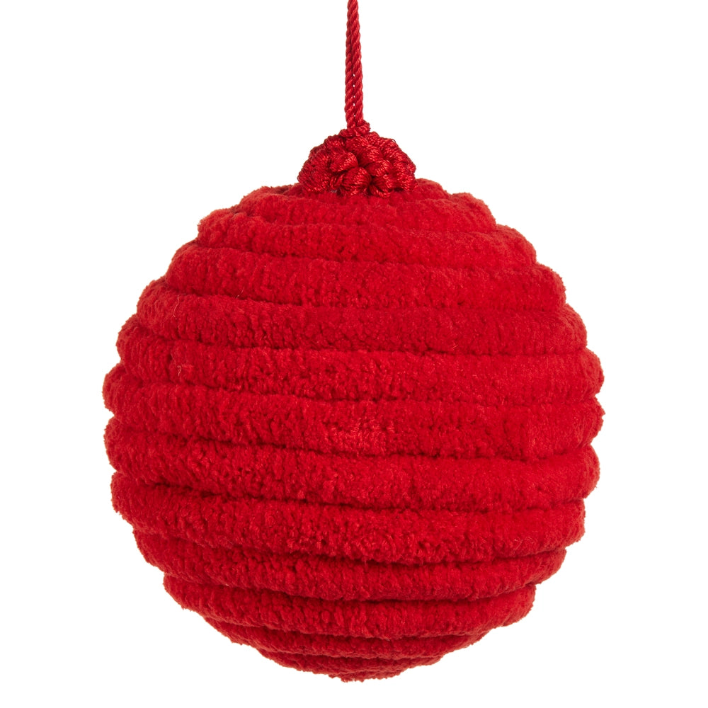 RAZ Imports 4" Red Chenille Ball Ornament