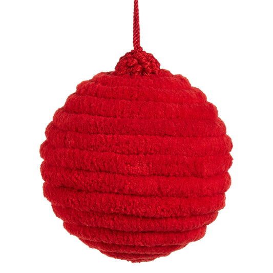 RAZ Imports 4" Red Chenille Ball Ornament